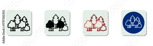 Forest Icon Multi Style Vector Illustration