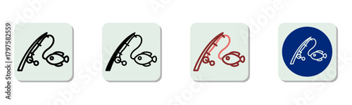 Fishing Icon Multi Style Vector Illustration