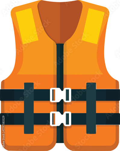 Colorful Life Jacket Icon Professional Safety at Sea Design in Flat Vector Style
