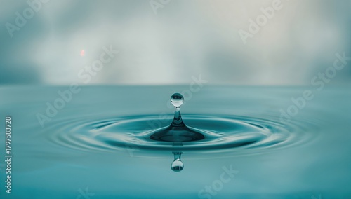 A droplet falling into blue...