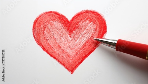 Red heart sketched with a p...