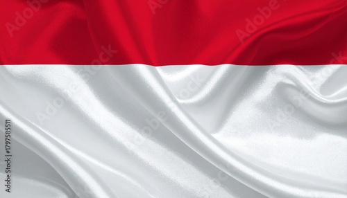 Free Download Indonesian national flag with red and white horizontal bands waving on textured fabric. - GFXLoad