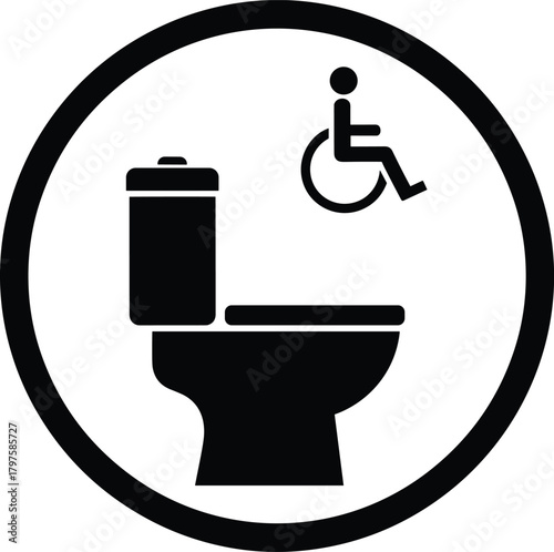 Accessible Restroom and Toilet Icon Set Showing Wheelchair, Lavatory, Public Facility, Universal Design, Inclusive Accessibility Symbols
