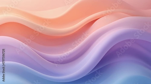 Smooth flowing gradient liquid waves shifting between soft pastel colors. Gentle and seamless motion ideal for calming background visuals and modern abstract design
