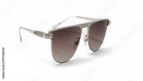 Metal sunglasses on a white...