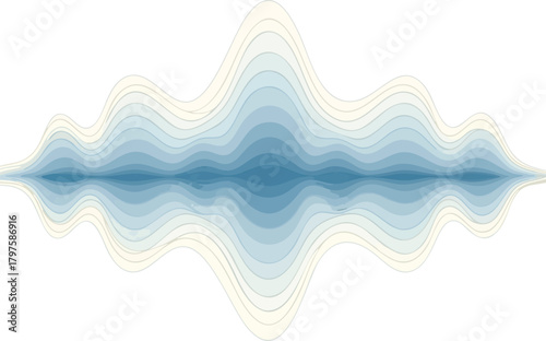 Abstract Soundwave Illustration in Blues and Whites on White Background