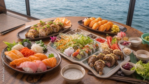 Assortment of flavored sush...