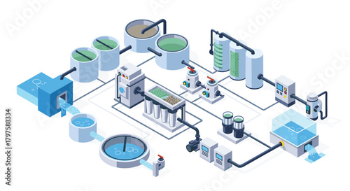 Modern water treatment plant design for clean energy solutions and environmental sustainability in a future-forward concept