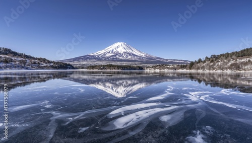 Mount Fuji's Icy Reflection...
