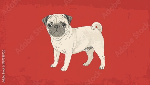 Pug dog, playful and adorab...