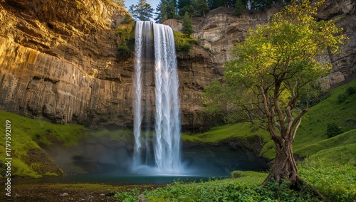 Water cascading over rocky ...