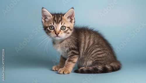 Striped kitten resting on a...