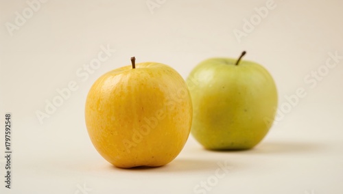 Two apples, one yellow and ...