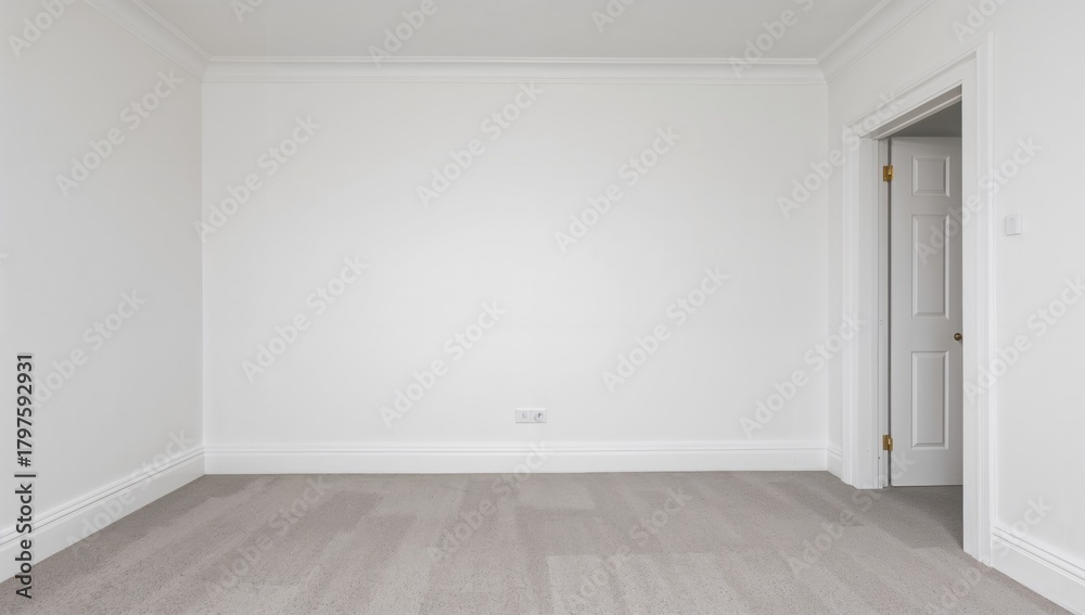 Naklejka premium Simple Period House, Minimalist White and Light Grey Decor, Spacious Living Atmosphere