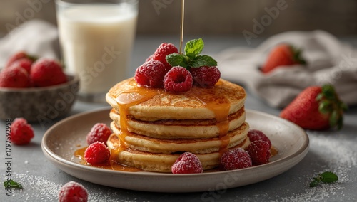 Sweet pancakes topped with ...