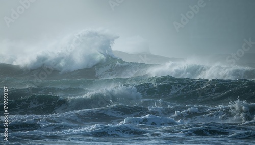 Storm waves crashing agains...