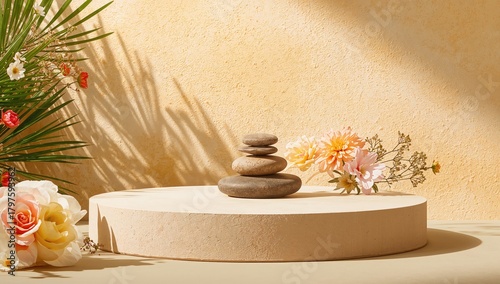 Zen stones and flowers arra...