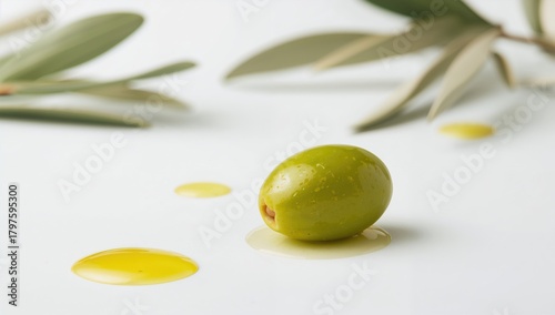 Green olive on a white back...