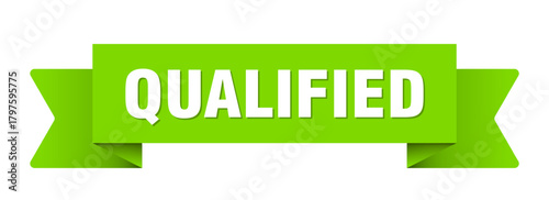 qualified ribbon isolated on transparent background. qualified ribbon