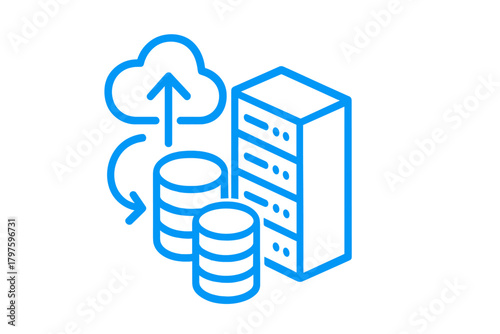 Modern cloud data storage, server infrastructure, and network technology concept
