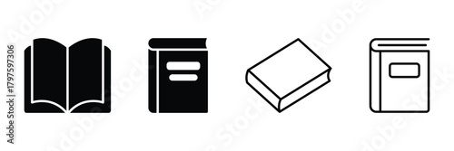 Book icon design element suitable for website, print design or app. Book icon set education study reading learning language skill sign symbol