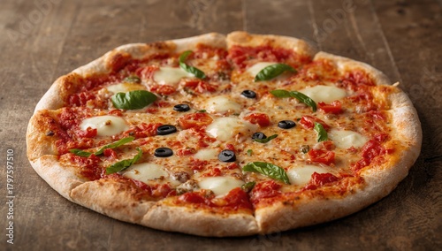 Pizza made with a leavened ...