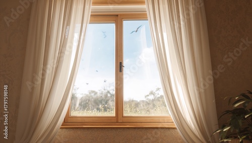 Room window adorned with a ...
