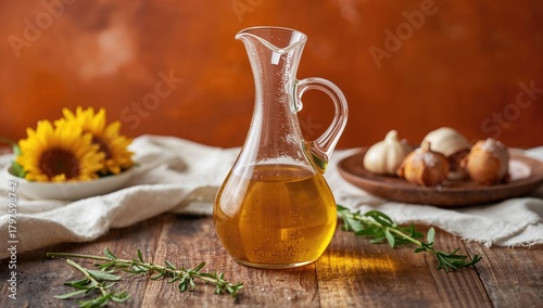 Sunflower oil jug resting o...