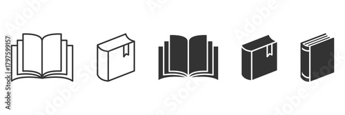 Book icon set. Open book icon vector. Closed book icon. Book icon isolated on white background.