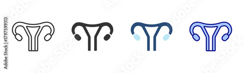 Uterus Icon Set. Designed In Multi Style
