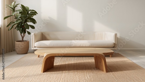 Wooden table placed on a ru...