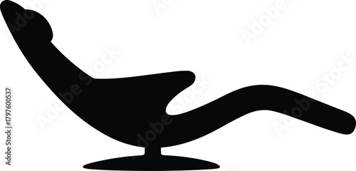 Black silhouette of a modern lounge chair with a swivel base white