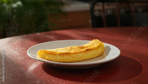 Omelet served on a white di...