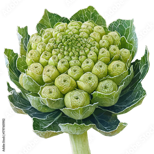 Gunnera Flower, watercolor clipart vector, isolated on a white background.