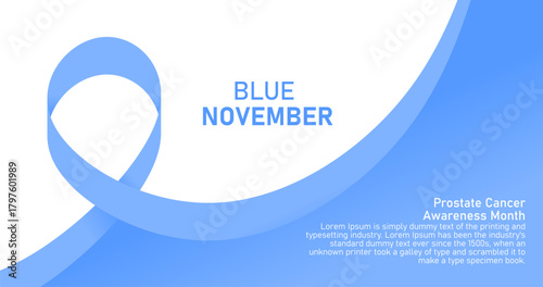 Banner with blue ribbon Prostate Cancer Awareness Month for Hospital Banner