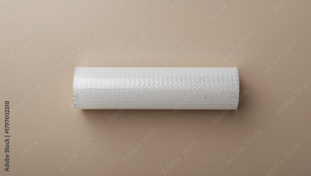 Obraz premium Roll of bubble wrap on cardboard surface, functional packing material for protection