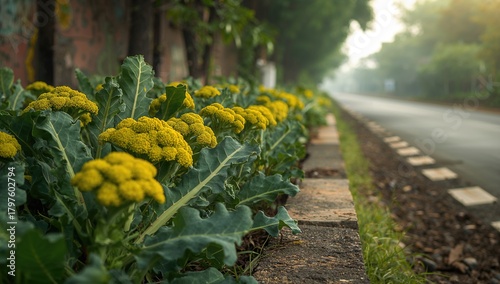 Yellow broccoli plants thri...
