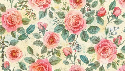 Watercolor floral pattern f...