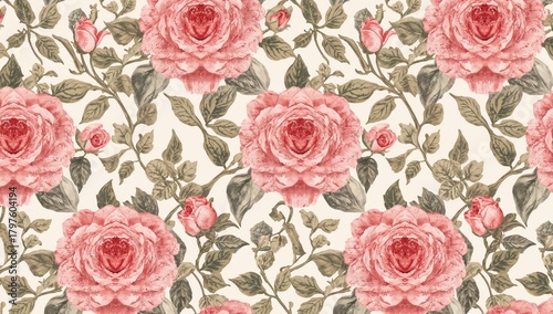 Seamless rose pattern in wa...