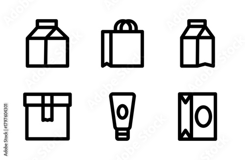 Premium Packaging Icon Set with Modern Box, Parcel and Container Symbols for Professional Branding and Delivery Use
