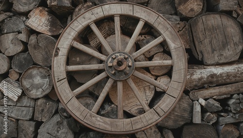 Rustic wooden wheels suspen...