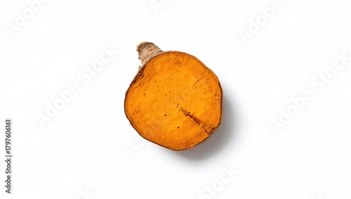 Sliced turmeric root, showc...
