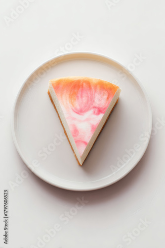 A slice of delicious spanish cheescake on plate, AI generated