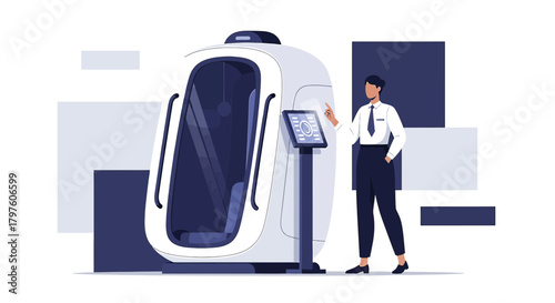 Modern Healthcare: Doctor Using Advanced Cryotherapy Chamber for Innovative Treatment process
