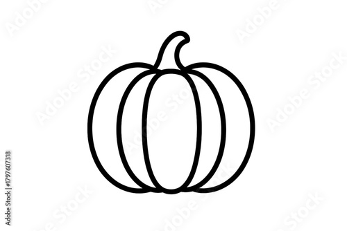 Simple black outline icon of a round pumpkin squash for autumn harvest decoration