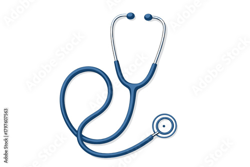 Realistic blue medical stethoscope isolated on a clean white background for medical diagnosis