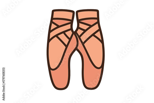 Classic pair of ballet pointe shoes with crossed ribbons symbolizing dance and elegance