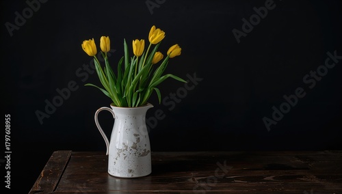 Yellow tulips arranged in a...