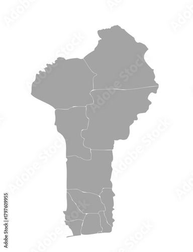 Benin Grey Outline Map with Internal Borders of Departments