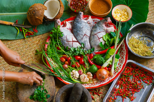 Fresh tilapia and Thai spices